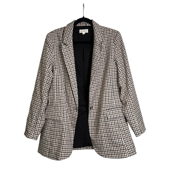 Marled L Cream Tan & Black Plaid Blazer - Picture 4 of 8